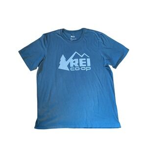 REI Co-op Graphic Logo T-Shirt Organic Cotton Blue Large Gorpcore Granola‎ Baggy